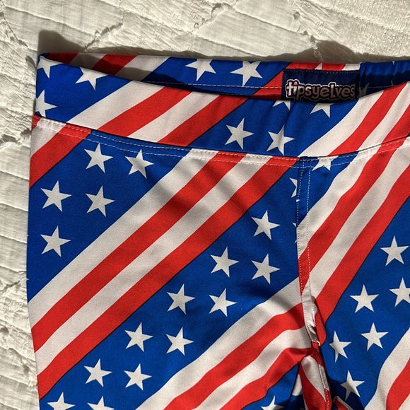 Tipsy elves size M red white blue flag leggings - Picture 3 of 4